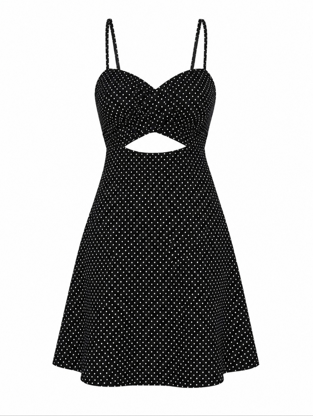 NWT Free People Black Polka Dot Cutout Dress Size L - Picture 3 of 5